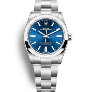 Replica Rolex Oyster Perpetual Lady 34mm Blue Dial 124200