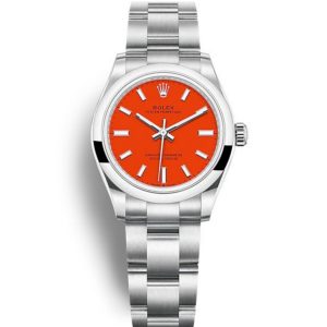 Replica Rolex Oyster Perpetual Lady 31mm Coral Red Dial 277200