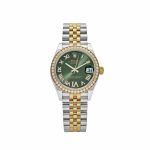 Datejust 31 278383RBR 'Ladies' Yellow Gold Stainless Steel Green Roman Dial Diamond Bezel