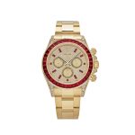 Daytona 126598TRU Yellow Gold Ruby Bezel Diamond Pave Dial