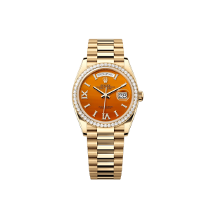 Day-Date 36 128348RBR Yellow Gold Carnelian Dial Diamond Bezel