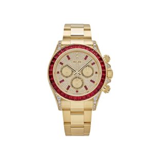 Daytona 126598TRU Yellow Gold Ruby Bezel Diamond Pave Dial