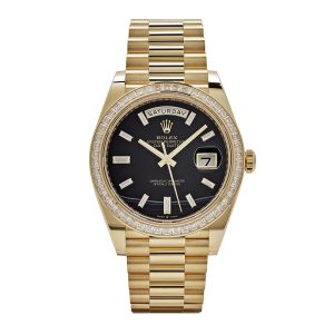 Day-Date 40 228398TBR Yellow Gold Onyx Baguette Diamond Dial Baguette Bezel (2023)