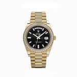 Day-Date 40 228348RBR Yellow Gold Black Diamond Dial Diamond Bezel