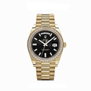 Day-Date 40 228348RBR Yellow Gold Black Diamond Dial Diamond Bezel