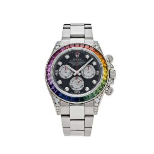 Daytona 116599RBOW 'Rainbow' White Gold Black Diamond Dial Sapphire Bezel