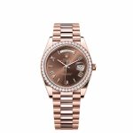 Day-Date 40 228235 Rose Gold Chocolate Roman Dial Diamond Bezel