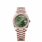 Day-Date 40 228235 Rose Gold Green Roman Dial Diamond Bezel