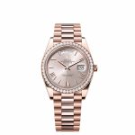 Day-Date 40 228235 Rose Gold Sundust Roman Dial Diamond Bezel