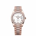 Day-Date 40 228235 Rose Gold White Roman Dial Diamond Bezel