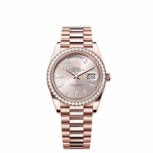Day-Date 40 228235 Rose Gold Sundust Diamond Dial Diamond Bezel