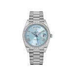 Day-Date 40 228396TBR Platinum Ice Blue Roman Dial Diamond Bezel
