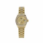 Datejust 28 279138RBR 'Ladies' Yellow Gold Champagne Diamond Dial President (2022)