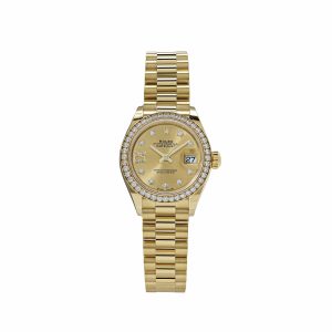 Datejust 28 279138RBR 'Ladies' Yellow Gold Champagne Diamond Dial President (2022)