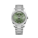 Day-Date 40 228396TBR Platinum Olive Green Dial Diamond Bezel