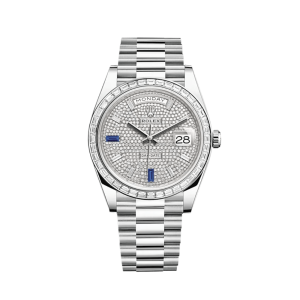 Day-Date 40 228396TBR Platinum Diamond Bezel Diamond-Paved Sapphire Dial (2024)