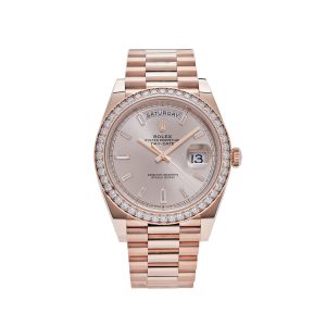 Day-Date 40 228345RBR Rose Gold Diamond Bezel Sundust Diamond Dial
