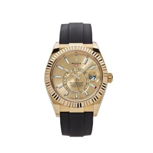 Sky-Dweller 326238 Yellow Gold Champagne Dial Rubber Strap (2022)