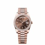 Day-Date 40 228235 Rose Gold Chocolate Dial Diamond Bezel