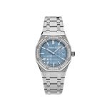 Royal Oak 77451ST.ZZ.1361ST.01 'Ladies' Selfwinding '50th Anniversary' Stainless Steel Light Blue Dial Diamond Bezel (2023)