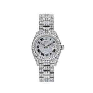 Datejust 28 279459RBR 'Ladies' White Gold Pave Set Diamonds