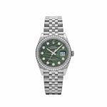 Datejust 36 126284RBR Stainless Steel Green Palm Frond Diamond Dial Diamond Bezel