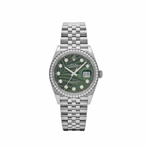 Datejust 36 126284RBR Stainless Steel Green Palm Frond Diamond Dial Diamond Bezel