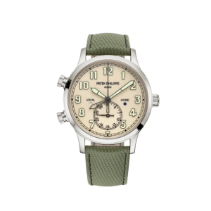 Calatrava Pilot Travel Time 5524G-001 White Gold Ivory Dial Composite Strap (2025)