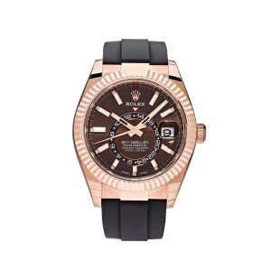 Sky-Dweller 326235 Rose Gold Brown Chocolate Dial Oysterflex