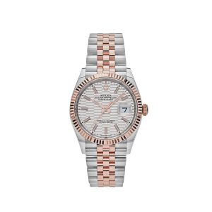 Datejust 36 126231 Rose Gold Stainless Steel Silver Fluted Motif Dial