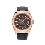 Sky-Dweller 336235 Rose Gold Brown Chocolate Dial Oysterflex